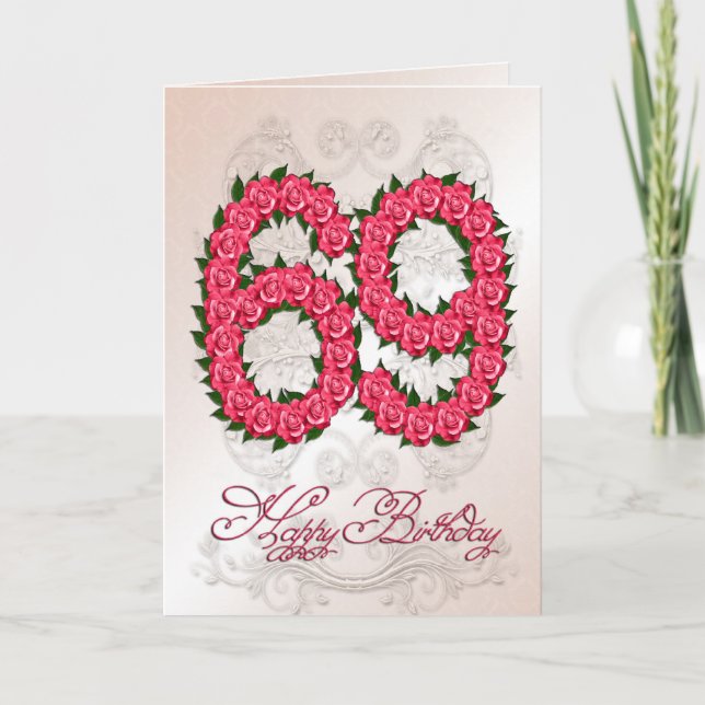 69th birthday card with roses and leaves (Front)