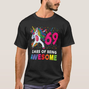 69Th Birthday Dabbing Unicorn Party Gift 69 Years T-Shirt