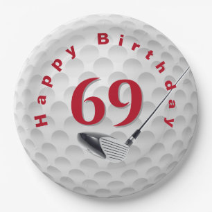 69th Birthday Golf Ball Design  Paper Plate
