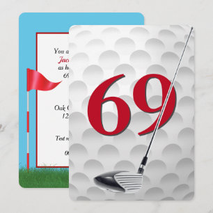69th Birthday Golf Theme Party Invitation