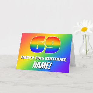 69th Birthday: Multicolored Rainbow Pattern # 69 Card