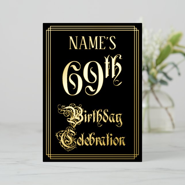 69th Birthday Party — Fancy Script & Custom Name (Standing Front)