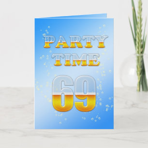 69th birthday party invitation with lots of beer