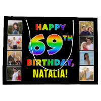 69th Birthday: Rainbow Text, Custom Photos & Name