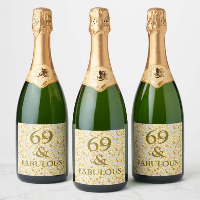 69th Birthday  Sparkling Wine Label (Bottles)