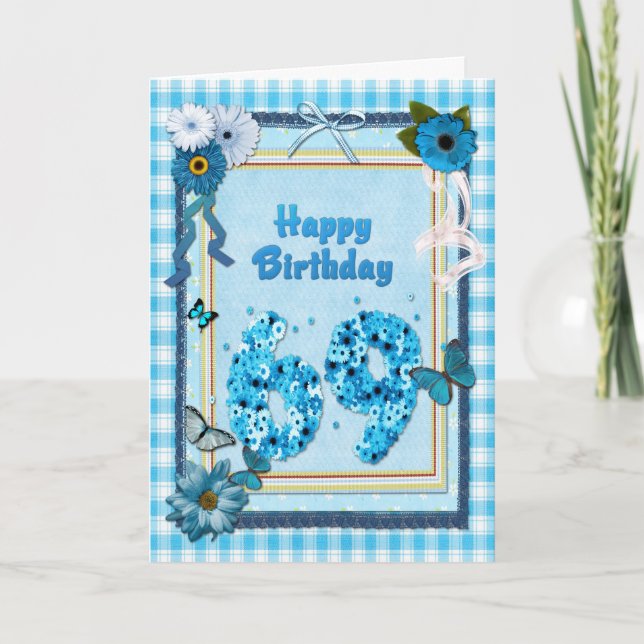 69th  Birthday with a scrapbook effect Card (Front)