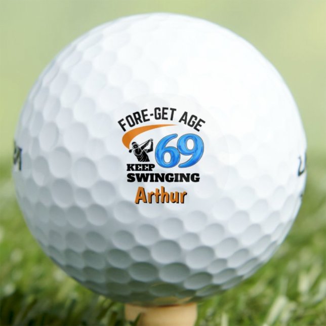 69th Gift for Him - Swinging Funny Cool Custom Golf Balls (Creator Uploaded)