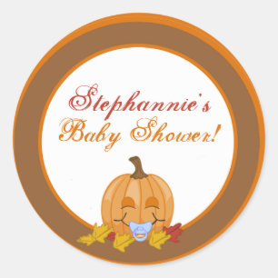 6 - 3"  Favour Stickers Autumn Fall Pumpkin Baby