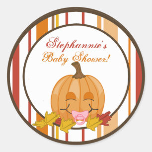6 - 3"  Favour Stickers Autumn Fall Pumpkin Baby