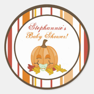 6 - 3" Favour Stickers Autumn Fall Pumpkin Baby