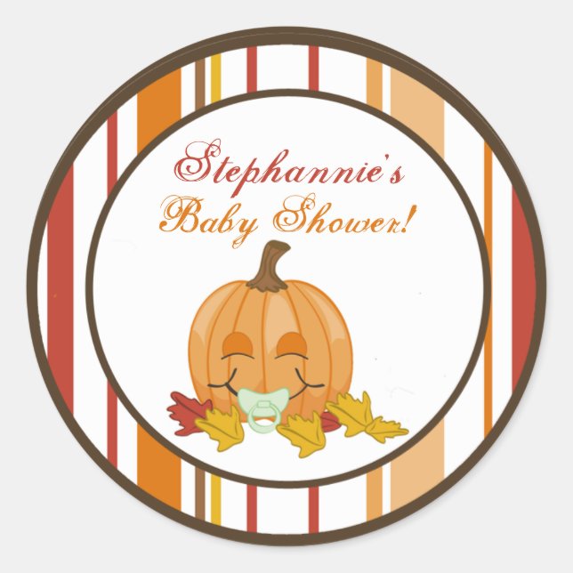 6 - 3"  Favour Stickers Autumn Fall Pumpkin Baby (Front)