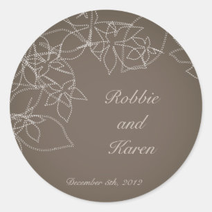 6 - 3" Favour Stickers Autumn Floral Fall Grey