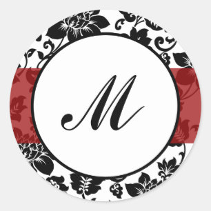 6 - 3" Favour Stickers Black Flourish Red Stripe