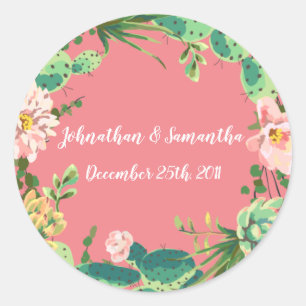 6 - 3"  Favour Stickers Bohemian Cactus Succulents