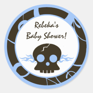 6 - 3" Favour Stickers Boy Blue Punk Skull Flame
