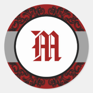 6 - 3" Favour Stickers Crimson Red Ornate Embellis