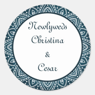 6 - 3" Favour Stickers Deep Moroccan Blue