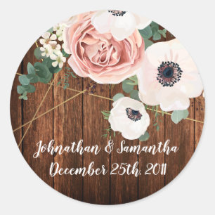 6 - 3"  Favour Stickers Geometric Garden Rose Barn