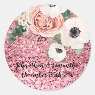 6 - 3"  Favour Stickers Geometric Garden Rose Glit