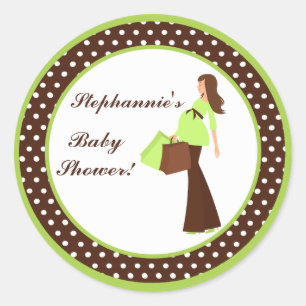 6 - 3" Favour Stickers Green Mod Mum Polka Dots