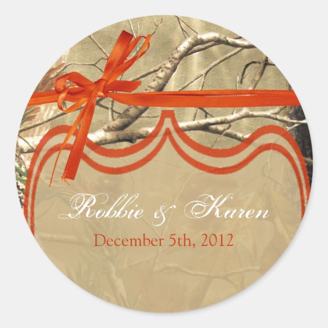 6 - 3" Favour Stickers Hunters Camoflouge Camo Ora (Front)