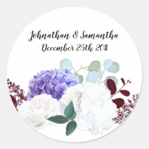 6 - 3"  Favour Stickers Lavender Hibiscus on Whit