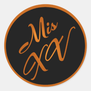 6 - 3"  Favour Stickers Mis XV Orange Black