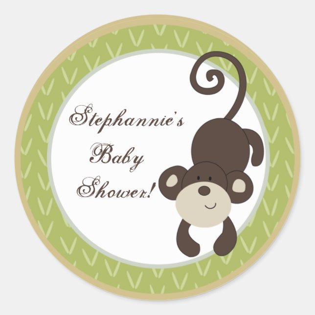 6 - 3"  Favour Stickers Monkey Time Zoo Animal (Front)