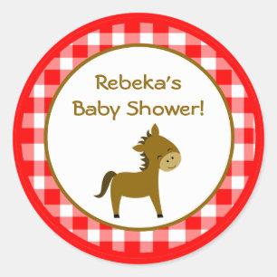 6 - 3" Favour Stickers Red Barn Farm Animals