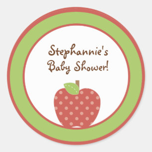 6 - 3" Favour Stickers Red Barn Farm Apple