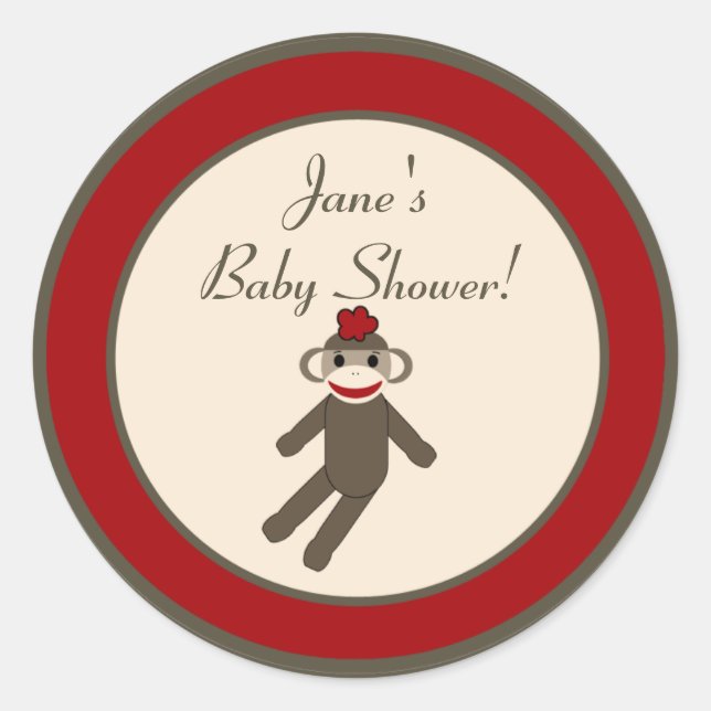 6 - 3"  Favour Stickers Red Sock Monkey (Front)
