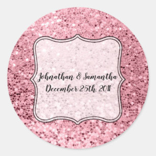 6 - 3" Favour Stickers Rose Gold Glitter