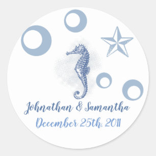 6 - 3"  Favour Stickers Seahorse Sea Ocean Beach