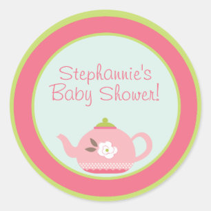 6 - 3" Favour Stickers Tea Party Pink Pastel
