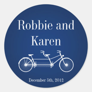 6 - 3" Favour Stickers Whimsical Navy Double Bike