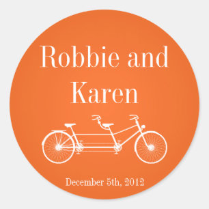 6 - 3" Favour Stickers Whimsical Orange Double Bik