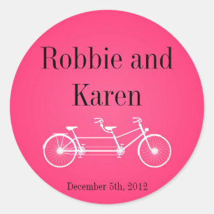 6 - 3" Favour Stickers Whimsical Pink Double Bike