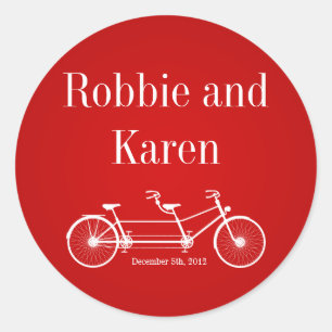 6 - 3" Favour Stickers Whimsical Red Double Bike