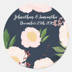 6 - 3"  Favour Stickers White Floral Flowers on Da