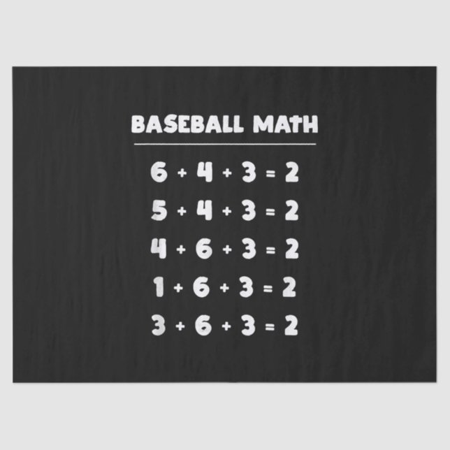 6 4 3 2 Baseball Math - Cute Playing Softball Game Tissue Paper (Front)