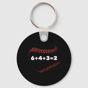 6+4+3=2 Double Play Baseball Player Gift Baseball  Key Ring