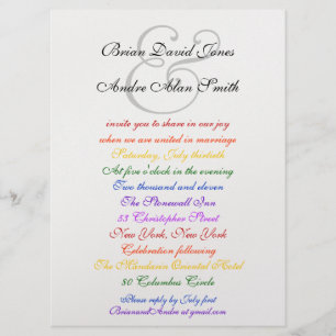 6.5 x 8.75 Gay Wedding Rainbow LGBT Pride Metallic Invitation