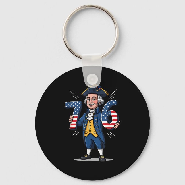 6-7 7-6 George Washington Six Seven Meme Gen Alpha Key Ring (Front)