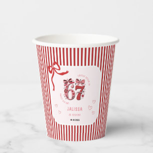 6 7 Birthday for Girls, Pink Kids 7th Birthday Paper Cups