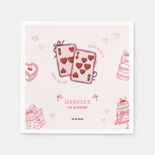 6 7 Birthday for Girls, Pink Six Seven Kids Party Napkin