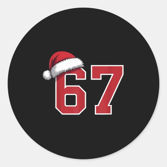6 7 Christmas 67 Santa Six Seven Funny Christmas B Classic Round Sticker (Front)