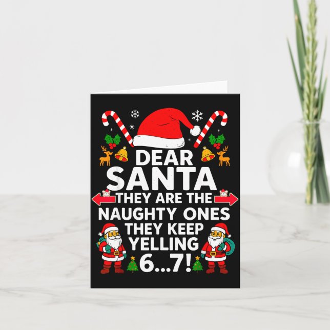 6 7 Christmas Santa Naughty List Boys Funny 67 Mem Card (Front)