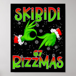 6 7 Christmas Skibidi Rizzmas 67 Meme Gen Alpha Sl Poster