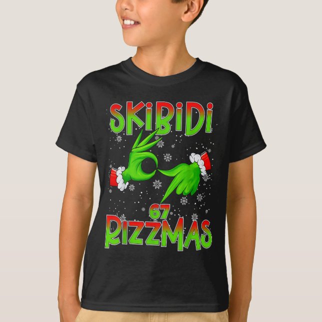6 7 Christmas Skibidi Rizzmas 67 Meme Gen Alpha Sl T-Shirt (Front)
