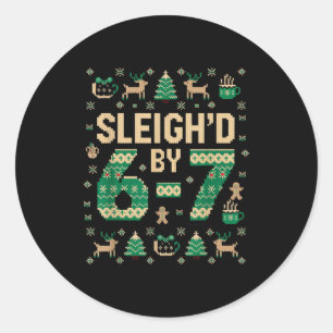 6-7 Christmas Ugly Sweater Six Seven Xmas 67 Meme  Classic Round Sticker